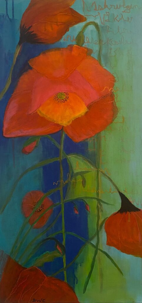 Berit Wamsler Christiansen – Valmue, akryllærred, 35x70